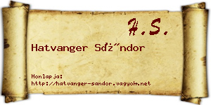 Hatvanger Sándor névjegykártya